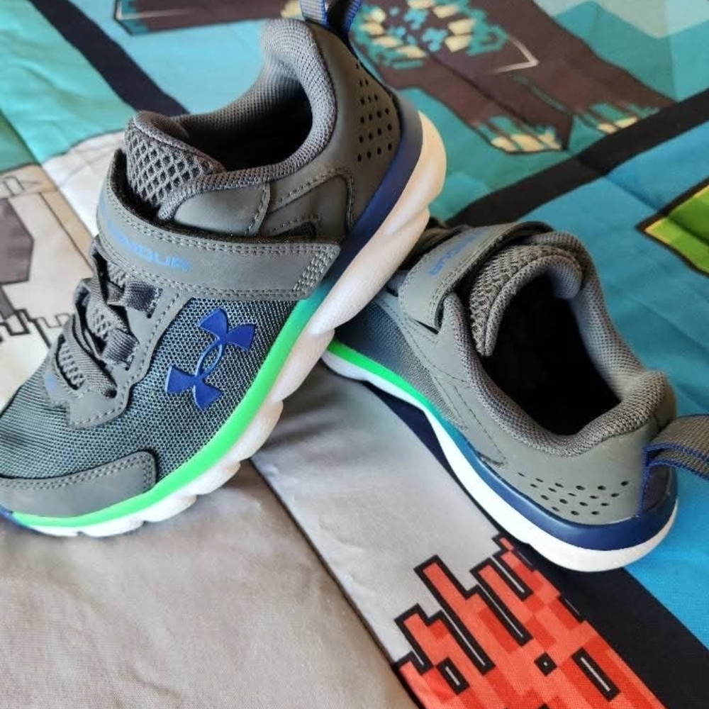 Under Armour Kids' Gray and Blue Sneakers